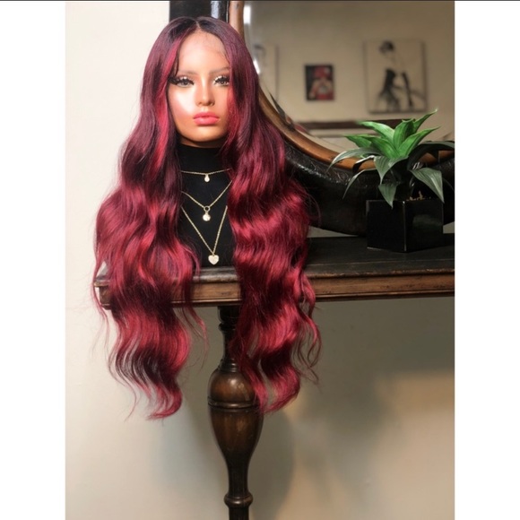 E Beauty Wigs Accessories - KOLA| LONG DEEP WAVE RED OMBRÉ LACE FRONT WIG